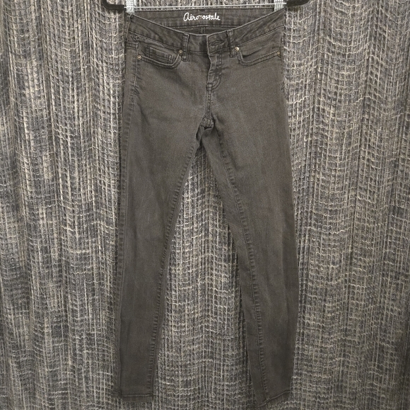 Dark Distressed Jeggings ~ Gothic Grey Stonewashed ~Aeropostale Lola Skinny Jean - Picture 1 of 9